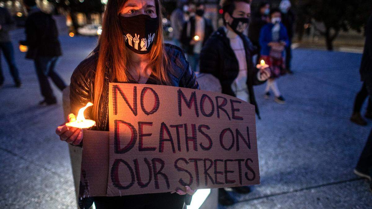 Rose Cabral was among over one hundred people at a vigil, memorial and march to end homeless death that began at City Hall and ended at Sacramento County Board of Supervisors on Friday, Feb. 5, 2021.