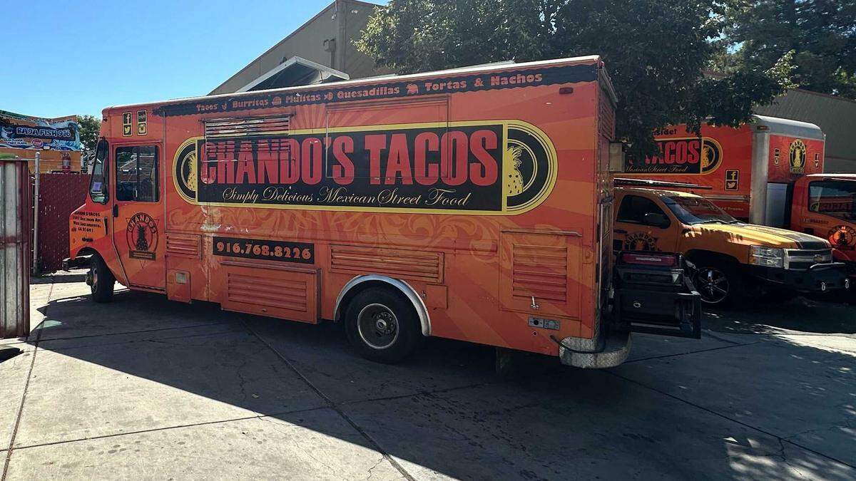A Chando's Taco truck sits parked at the company's former West Sacramento location. Three brick-and-mortar taquerias in Sacramento are slated to reopen on Nov. 1, 2025, after a three month closure.
