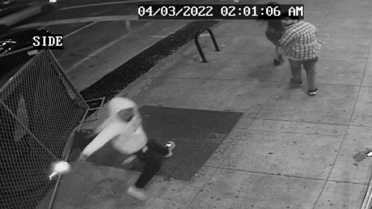 A surveillance video obtained by the Sacramento Police Department allegedly shows Mtula Payton firing his weapon as he flees on 10th Street after a gun battle at 10th and K streets April 3, 2022, in downtown Sacramento. Six people were killed and 12 others were wounded in the shootout.