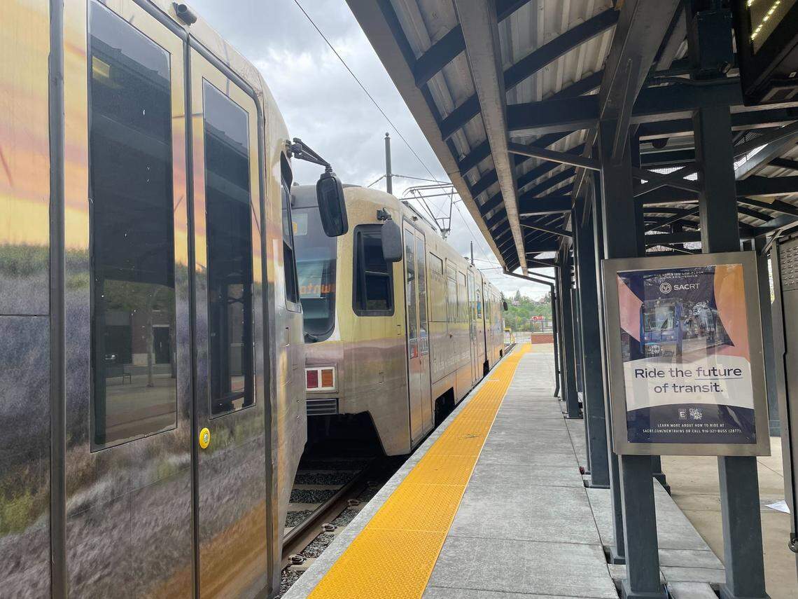 The Historic Folsom light rail station on March 27, 2025. In January 2025, Sacramento Regional Transit said its Folsom trains would run every 15 minutes. 