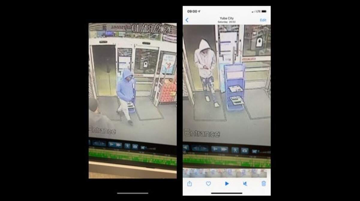 The two men seen in this picture stole over $19,000 in prescription drugs from a Walgreens in Yuba City on Saturday. The men are aged 16 and 25, stand 5-foot-6 to 5-foot-9 and weigh 140 to 150 pounds.