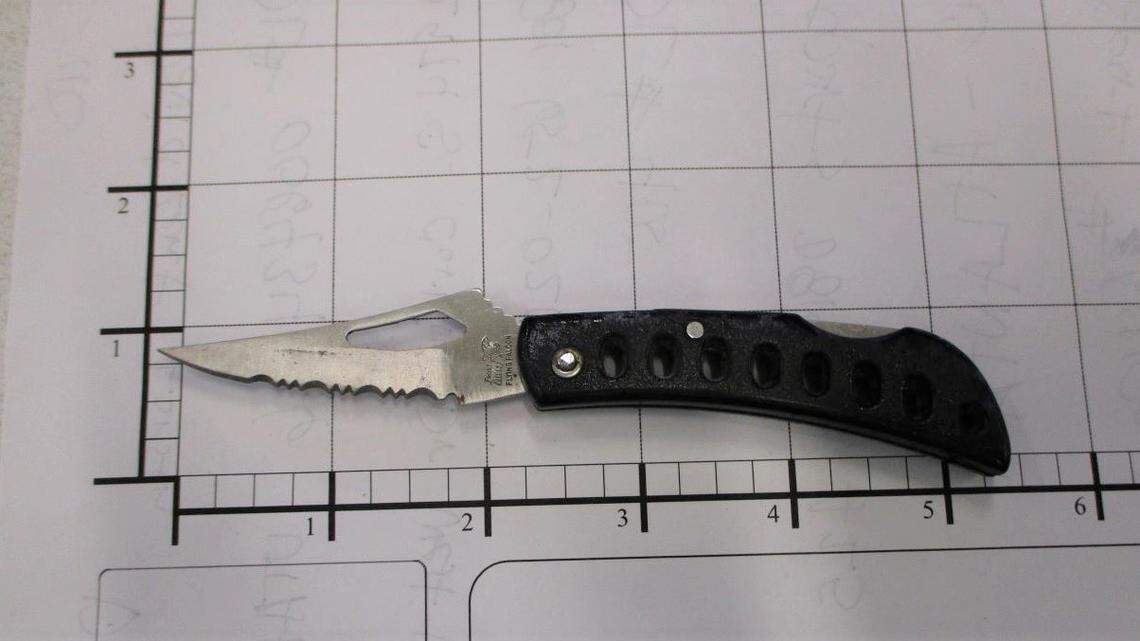 TSA officers found a 2-inch knife in a traveler’s shoe on Sept. 28, 2021, at the Salt Lake City International Airport. Knives are allowed on flights if they are placed in a checked luggage.