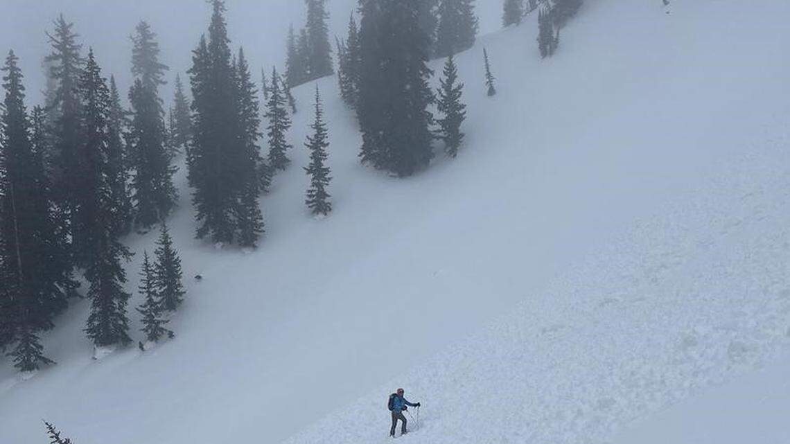 A skier triggered an avalanche April 22 and was carried 150 feet down a snowy slope on Wolverine Bowl in Utah, officials said.