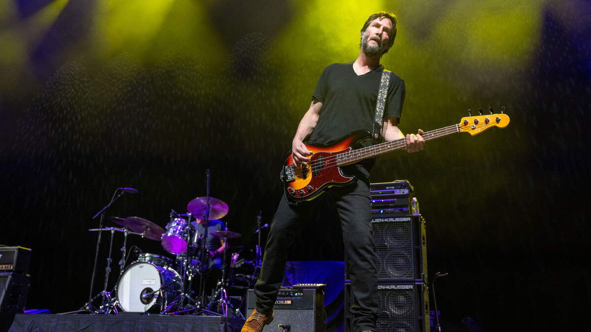 Bassist Keanu Reeves performs with Dogstar on Saturday, Sept. 14, 2024, at the Hard Rock Live Sacramento near Wheatland.