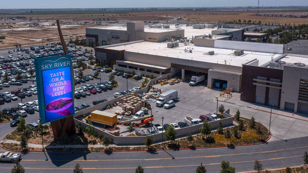A new sign greets potential customers on Monday, Aug. 16, 2022, at Sky River Casino in Elk Grove, hours before the casino opened to the public.