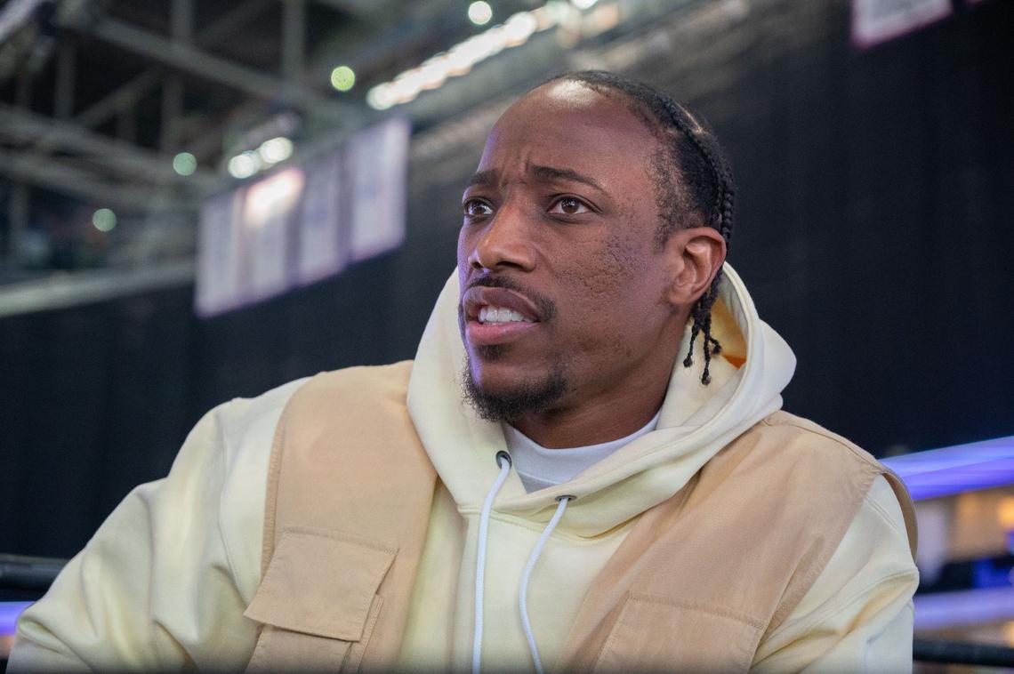 DeMar DeRozan speaks during an introductory press conference at Golden 1 Center on July 9. “When you’re a competitor, you want to be where the best is at,” DeRozan said.