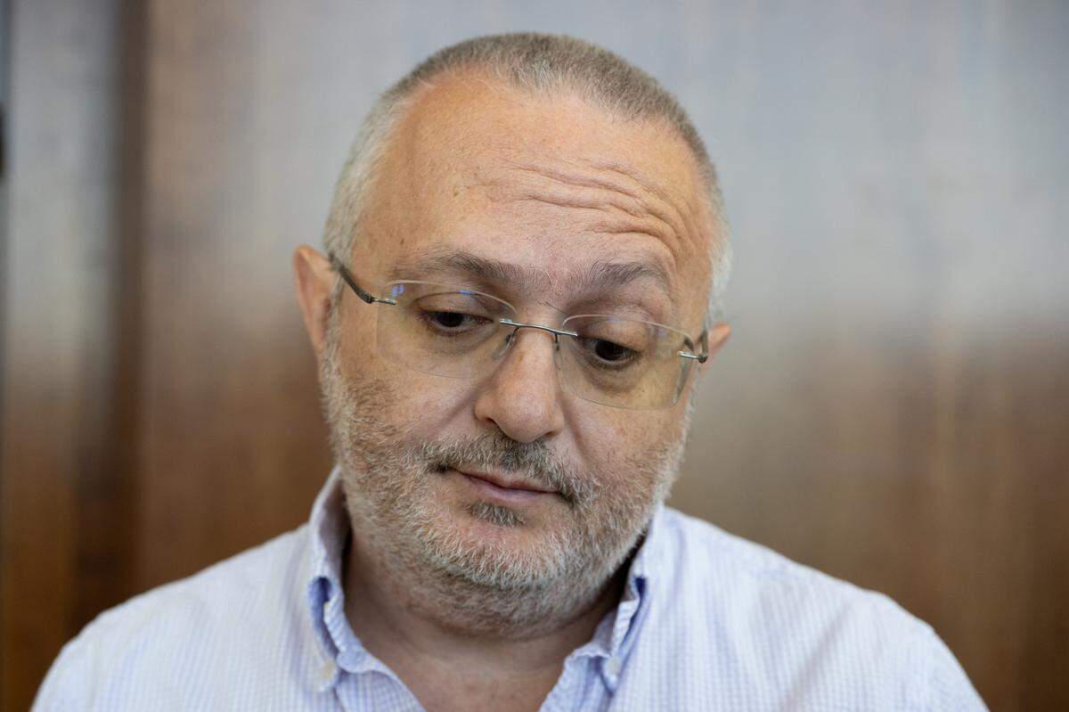 Karim Abou Najm’s, father, Majdi Abou Najm, reacts after the case against Carlos Reales Dominguez is declared a mistrial in Yolo Superior Court in Woodland, Friday, June 27, 2025.