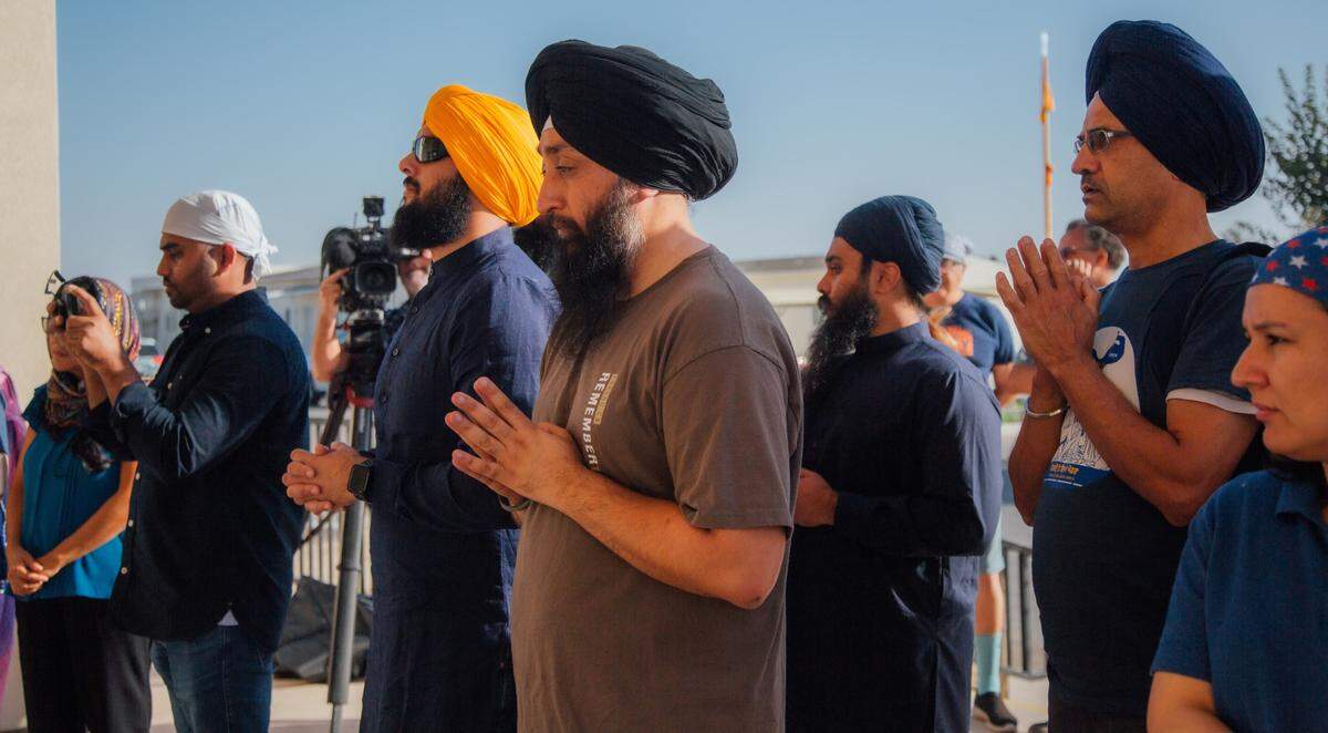 Naindeep Singh, of Fresno, and executive director of the Jakara Movement, joins the “Fearless for Justice March” on Oct. 9, 2024. The march traverses 350 miles, ends in Sacramento and commemorates the 40th anniversary of what is called the Sikh Massacre in India.