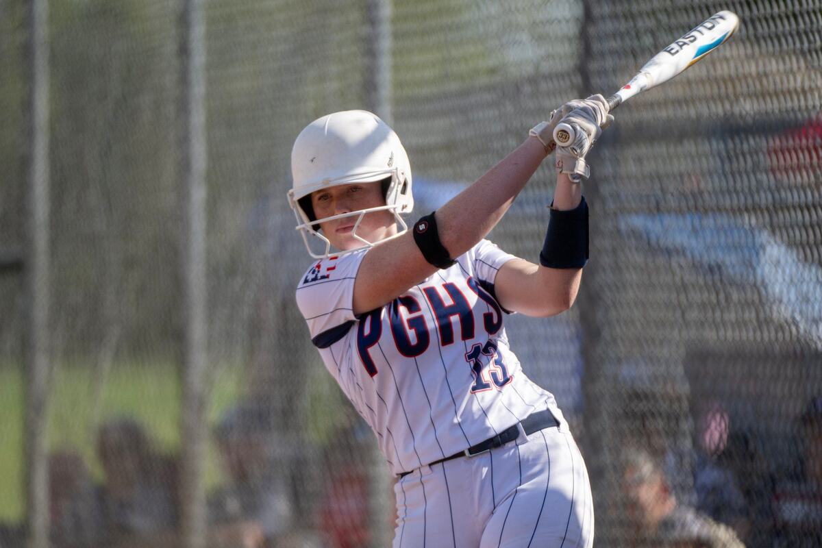 The Pleasant Grove Eagles’ Maddie Lawson warms up for her at-bat against the McClatchy Lions in a first-round CIF Sac-Joaquin Section Division l softball playoff game at Pleasant Grove High School on Tuesday in Elk Grove.