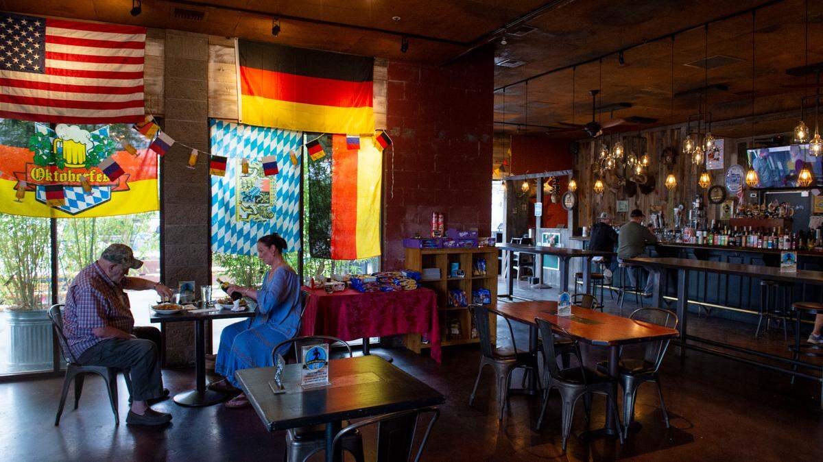 Patrons eat in the dining room at Kathrin’s Biergarten in Rocklin in May.