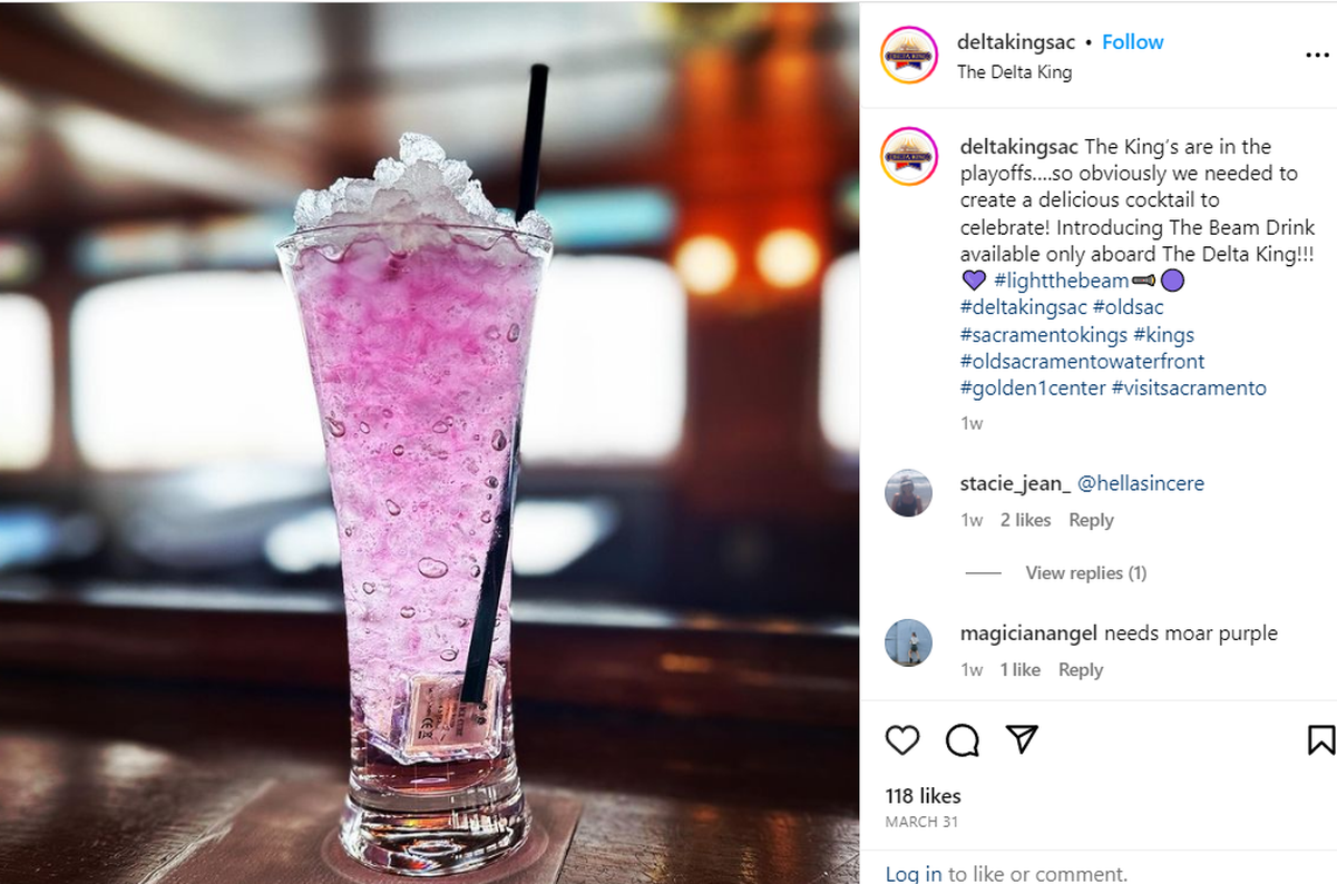 Instagram post of Delta King’s Beam-inspired cocktail.