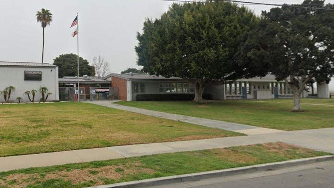 A Back Bay High School teacher in Costa Mesa, California, who says in a TikTok video she advised students to pledge allegiance to a Pride flag is no longer in the classroom, officials say.