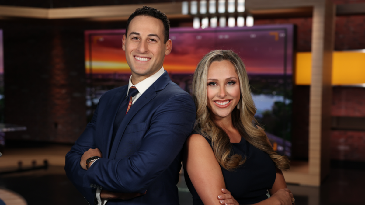 Adam Epstein, a meteorologist, left, and Riley Carroll, an anchor, will be the faces on Fox 40’s newest weekday 4 p.m. broadcast; the station announced the news hour Monday, Aug. 21, 2023. KTXL-TV, the south Sacramento-based television station known as Fox 40, is available in Sacramento, Stockton and Modesto.