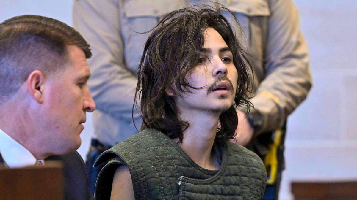 Carlos Reales Dominguez, who is charged with fatally stabbing two men in Davis and wounding a third victim, appeared in Yolo Superior Court in Woodland, Calif. on Tuesday, June 20, 2023, with court-appointed public defender Dan Hutchinson. Judge Samuel McAdam deemed him unfit to stand trial and there will be a competency hearing held next month.