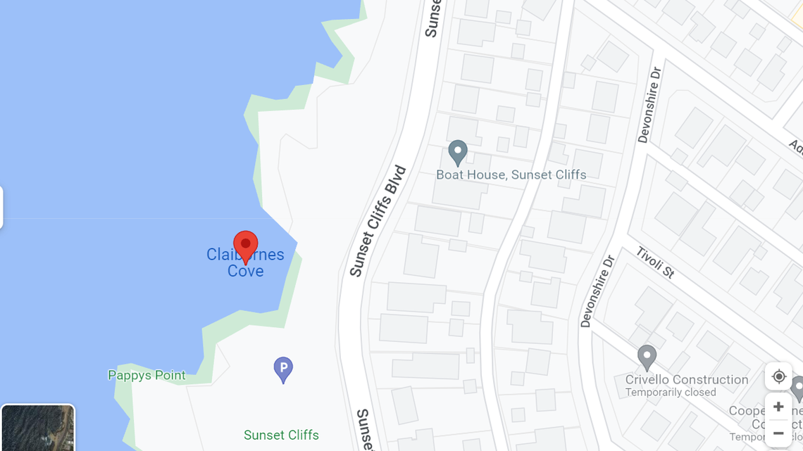 A decomposed body was found on rocks in the Sunset Cliffs neighborhood in San Diego, California, near Claibornes Cove on July 13, 2022, police said.