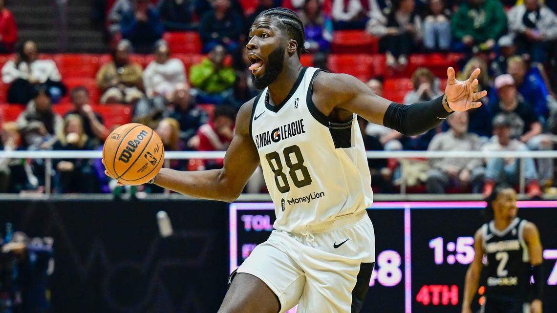 Team Scoot center Neemias Queta (88) jukes Team Luka defense during the second half at the Jon M. Huntsman Center on Feb. 19, 2023, in Salt Lake City, Utah.
