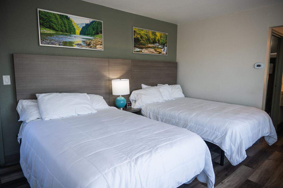 A room is ready for move-in at Renewed Hope Transitional Housing on Thursday. The site features 57 transitional housing units for homeless adults who are formerly incarcerated with the intention of offering support services and reintegrating them into the community.