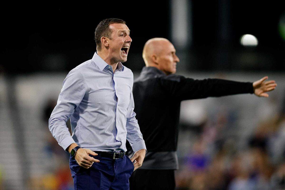 Sacramento Republic FC manager Neill Collins, seen coaching the Colorado Springs Switchbacks in 2022, sets his sights on success as his new club kicks off its season Saturday at Cal Expo.
