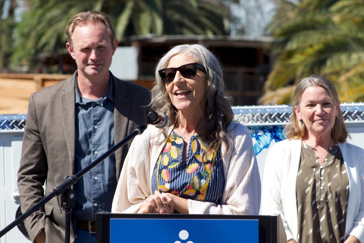 Mona Sakurada, who’s lived in Robbins for 23 years, speaks Thursday, July 24, 2025, at an announcement of a new water well and water treatment facility. The small Sutter County town has had unsafe tap water for decades.