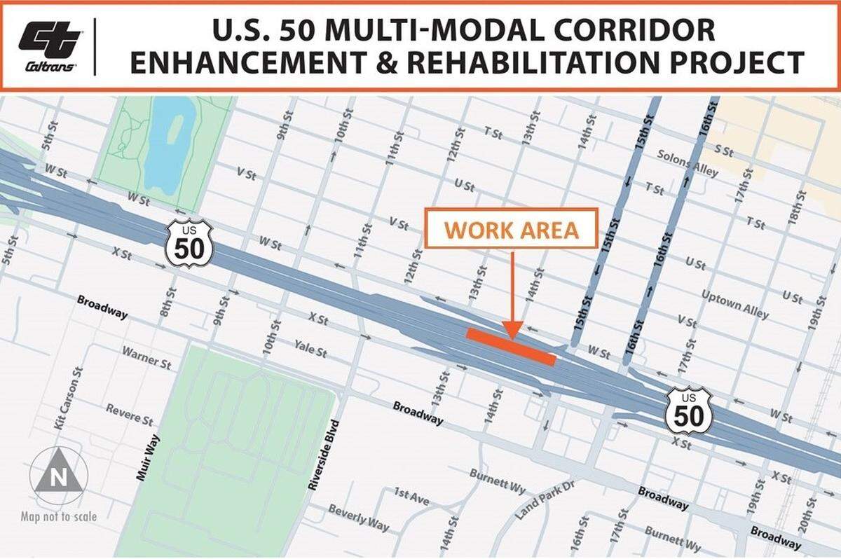 Part of westbound Highway 50 will be closed in Sacramento from 9 p.m. on Friday, July 11, through 5 p.m. on Sunday, July 13, 2025, according to the California Department of Transportation.