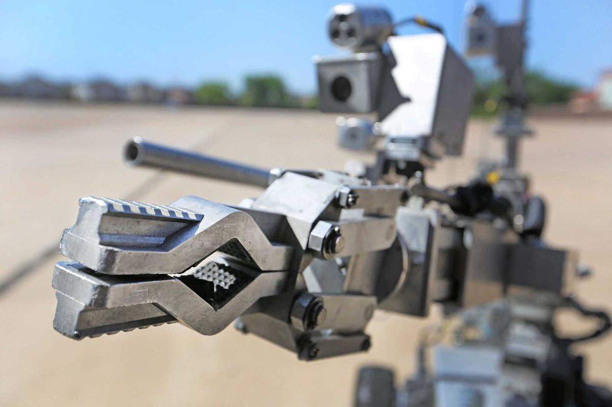A close-up look at one of the Plano Police Department bomb squad’s robots in 2018. Police in San Francisco were given authorization by city leaders to use remote-controlled robots that could apply deadly force after a heated debate over civil liberties and warnings about the continued militarization of police.