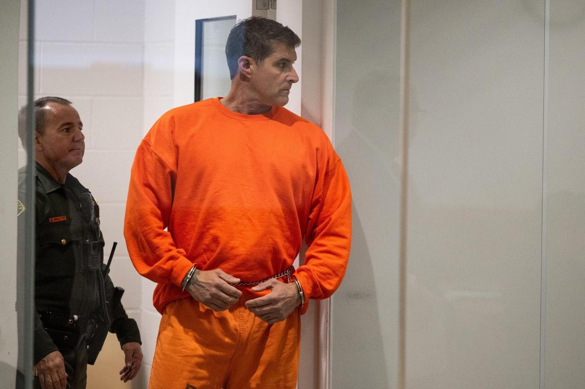Daniel Serafini, 49, enters Placer Superior Court in Roseville on Tuesday for his arraignment for the murder of his father-in-law Robert Gary Spohr and the attempted murder of Spohr’s wife, Wendy Wood, at their Lake Tahoe home.