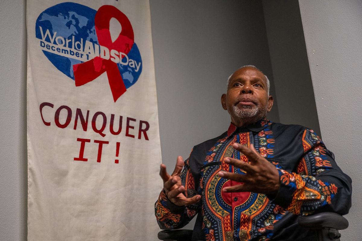 MacArthur Flournoy, 64, talks about the importance of AIDS awareness for African Americans on June 21.