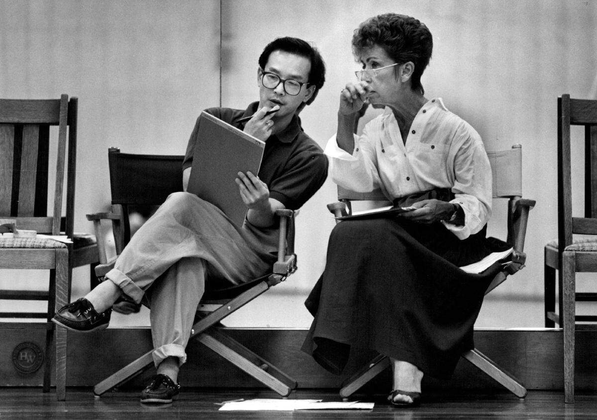 Michael Ho, then artistic director of the Sacramento Ballet, and Barbara Crockett, the ballet’s founder, compare notes during the difficult paring-down process at an audition for “The Nutcracker” in 1987.