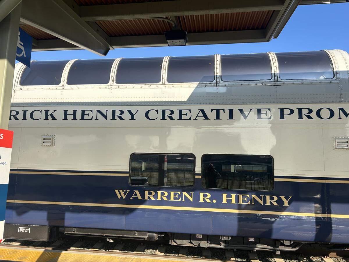 The upstairs domed section of the Warren R. Henry car seats 18 passengers.