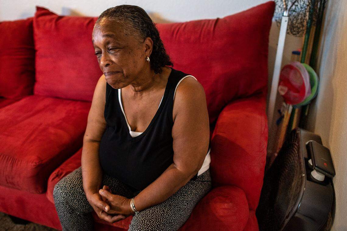 Laura Plummer, 70, said Tuesday, Aug. 3, 2021, she is grateful she was selected to participate in the Stockton Economic Empowerment Demonstration, a basic-income pilot program that has provided unconditional cash transfers of $500 a month since February 2019. She said she’d still be working if not for an injury that dislocated her knee when she was volunteering for the Obama campaign.