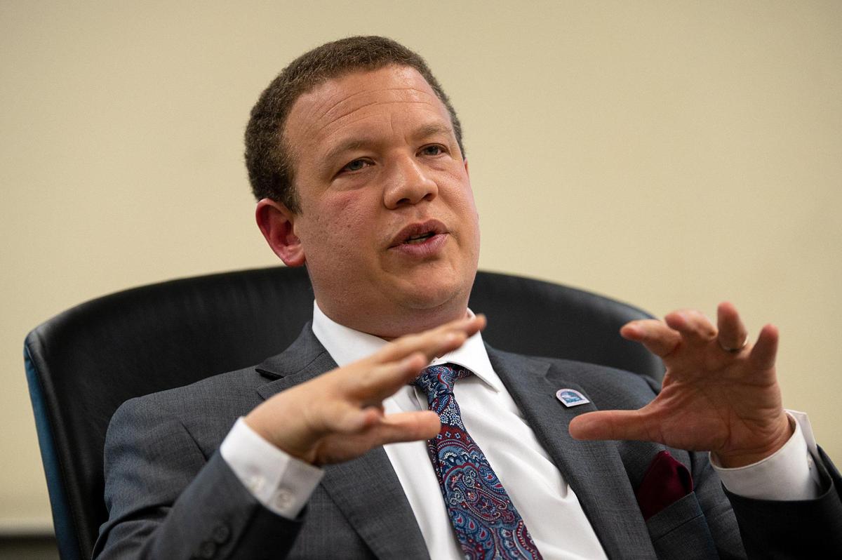 Garrett Gatewood, Rancho Cordova’s mayor, talks at city hall Friday, Feb. 26, 2021.