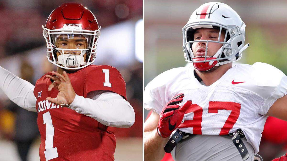 Oklahoma quarterback Kyler Murray, left, was taken No. 1 by the Arizona Cardinals, leaving Ohio State’s Nick Bosa for the 49ers.