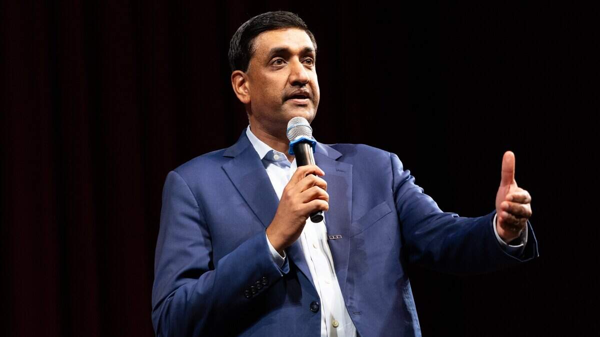 STANFORD, CALIFORNIA - FEBRUARY 20: Rep. Ro Khanna (D-CA) speaks at a town hall event on February 20, 2026 in Stanford, California. The town hall focused on taxing billionaires and the future of AI. (Photo by Benjamin Fanjoy/Getty Images)