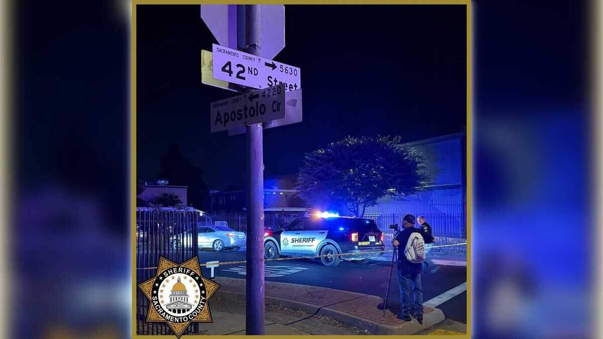 A sheriff's patrol vehicle is seen near the corner of 42nd Street and Apostolo Circle in the Lemon Hill section of south Sacramento following a shooting on Wednesday, Aug. 13, 2025.