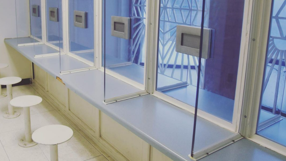 A visitation booth at a Utah Department of Corrections facility on June 16, 2021. An incarcerated man at Utah State Prison faces charges after trying to put a hit on his ex-girlfriend and her new boyfriend, officials said.