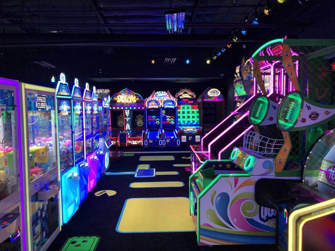The claw machine aisle, left, shown here on Jan. 5, 2023, is to satisfy the customers who come in strictly for the game, according to manager Tim Bryant. Representatives for Fun Zone Arcade said they plan on doing something bigger at Palladio in the next year or two.