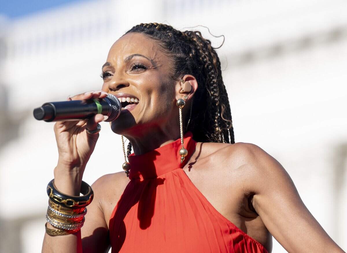 Singer Goapele performs at the California Capitol during a Juneteenth celebration hosted by the California Legislative Black Caucus on Wednesday, June 17, 2026.