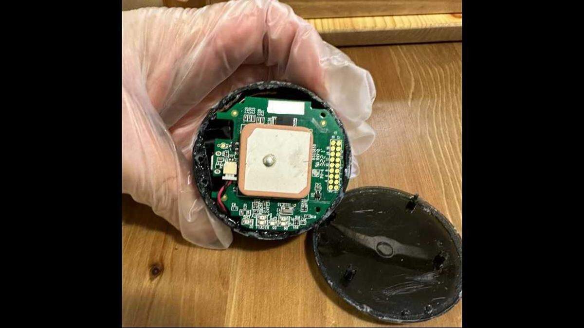 Omar Rodriguez, a Woodland resident, was sentenced Friday to seven years in prison for beating his girlfriend and tracking her movements despite the victim being granted a restraining order. Prosecutors said this gadget was placed in the woman’s car in January 2023 to track her movements.