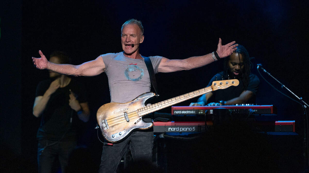 Sting encourages fans to sing along during a concert on Wednesday night at the Hard Rock Live Sacramento near Wheatland. He performed with his son Joe Sumner who opened for him and later joined him on stage. He performs for a second night at the venue Thursday.