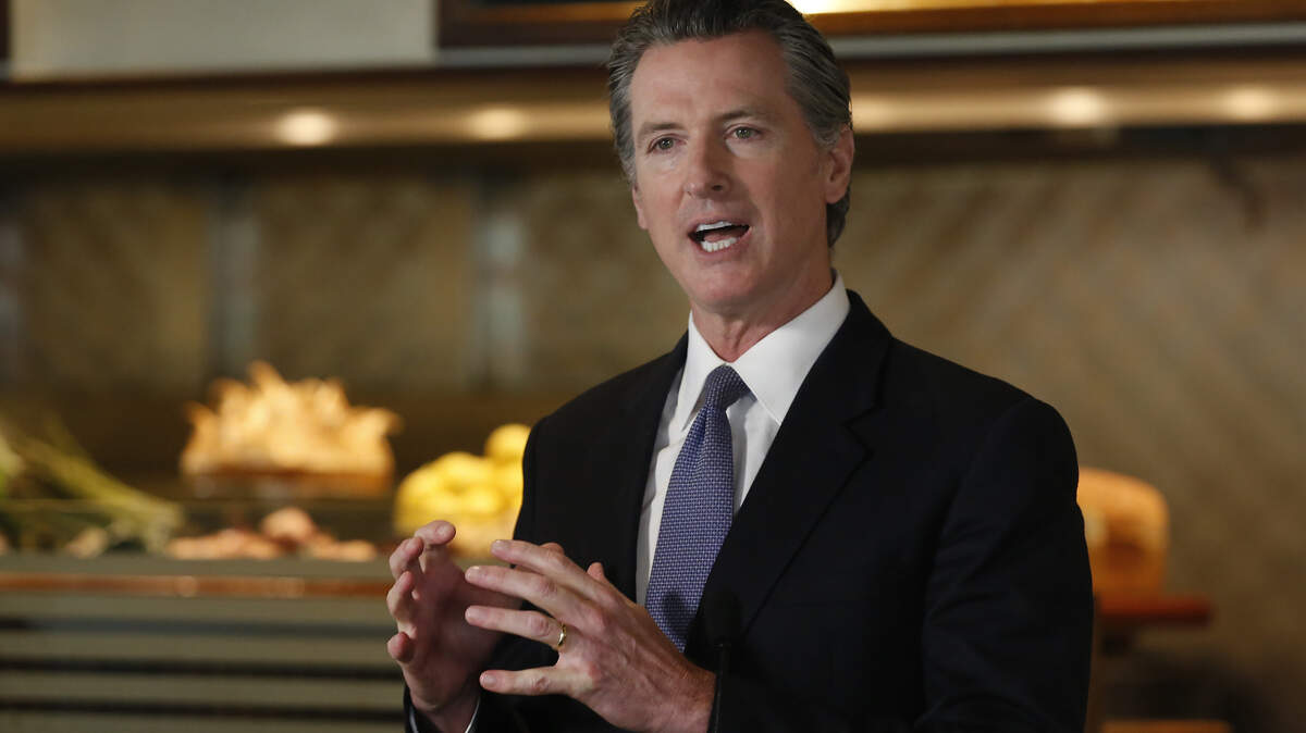 Gov. Gavin Newsom announces new criteria related to coronavirus hospitalizations and testing that could allow counties to open faster than the state, during a news conference at Mustards Grill in Napa on Monday May 18, 2020. Newsom says the new criteria could apply to 53 of the state’s 58 counties.
