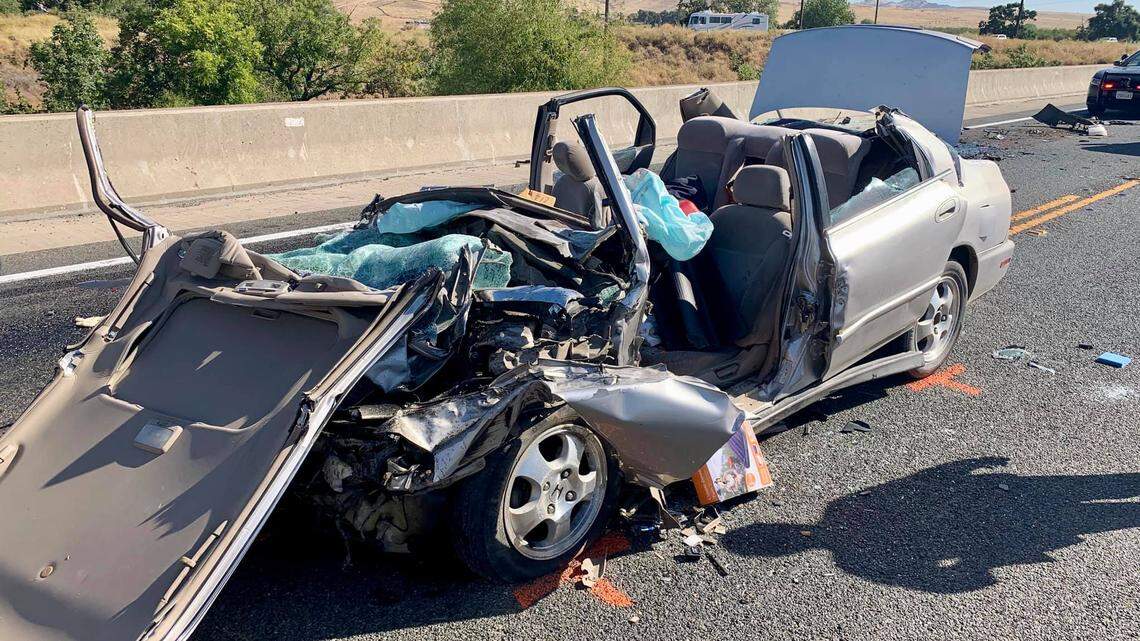 California Highway Patrol said a man driving a stolen Honda outside Colusa crashed head-on into a big rig truck while speeding and trying to pass cars, killing himself and a passenger on Sutter Bypass Bridge.