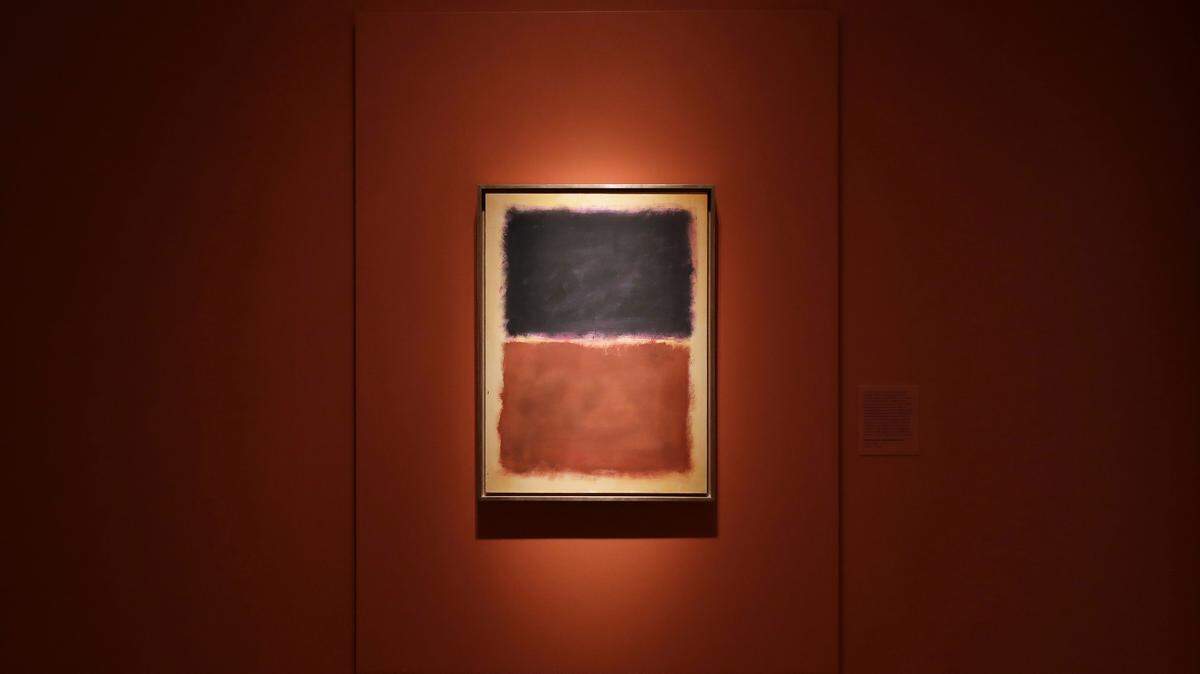 A forged painting purported to be the work of artist Mark Rothko is displayed during a press preview of "Treasures on Trial: The Art and Science of Detecting Fakes" at the Winterthur Museum in Wilmington, Del. A museum in Elne, France, has discovered that 82 of its 140 paintings are fakes.