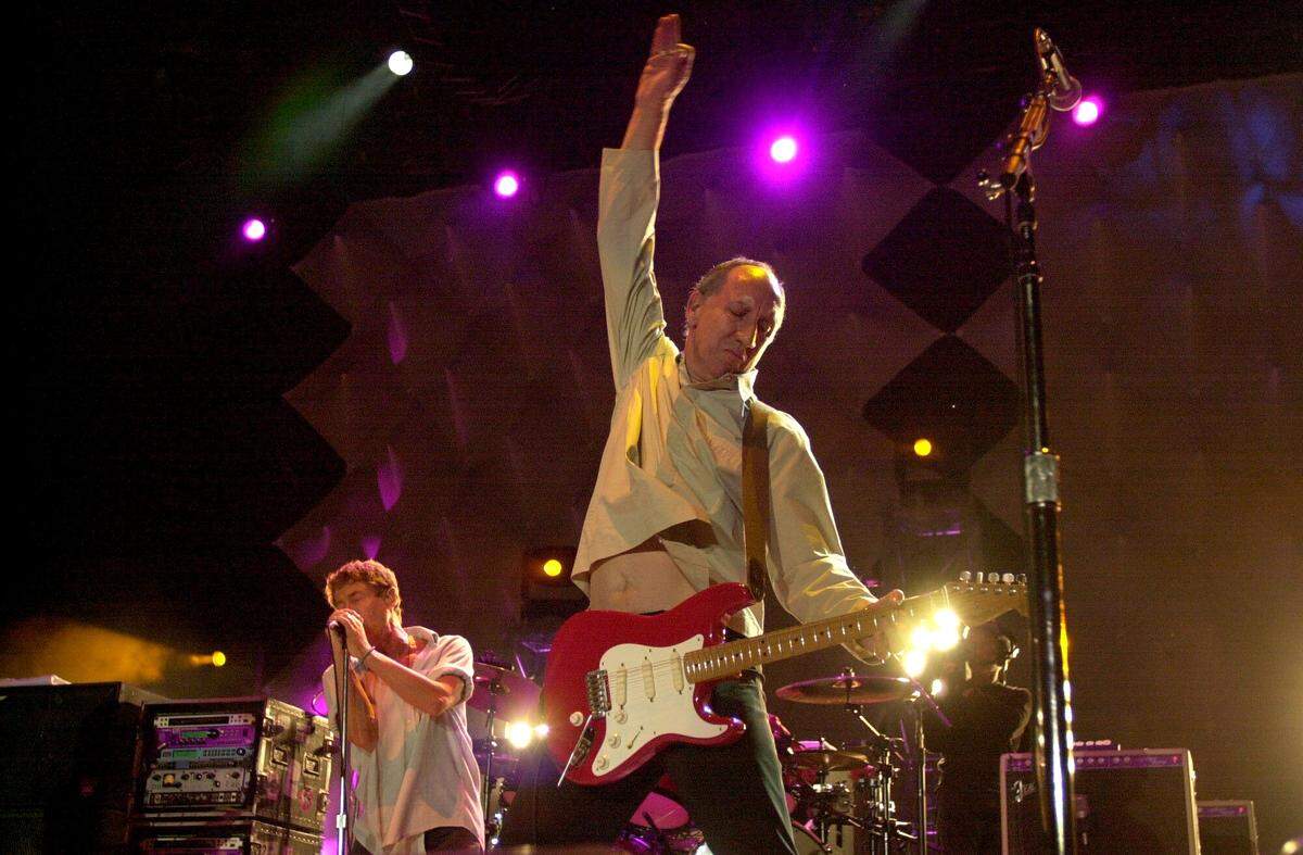 The Who guitarist Pete Townshend and singer Roger Daltrey perform at the Sacramento Valley Amphitheater in 2000.