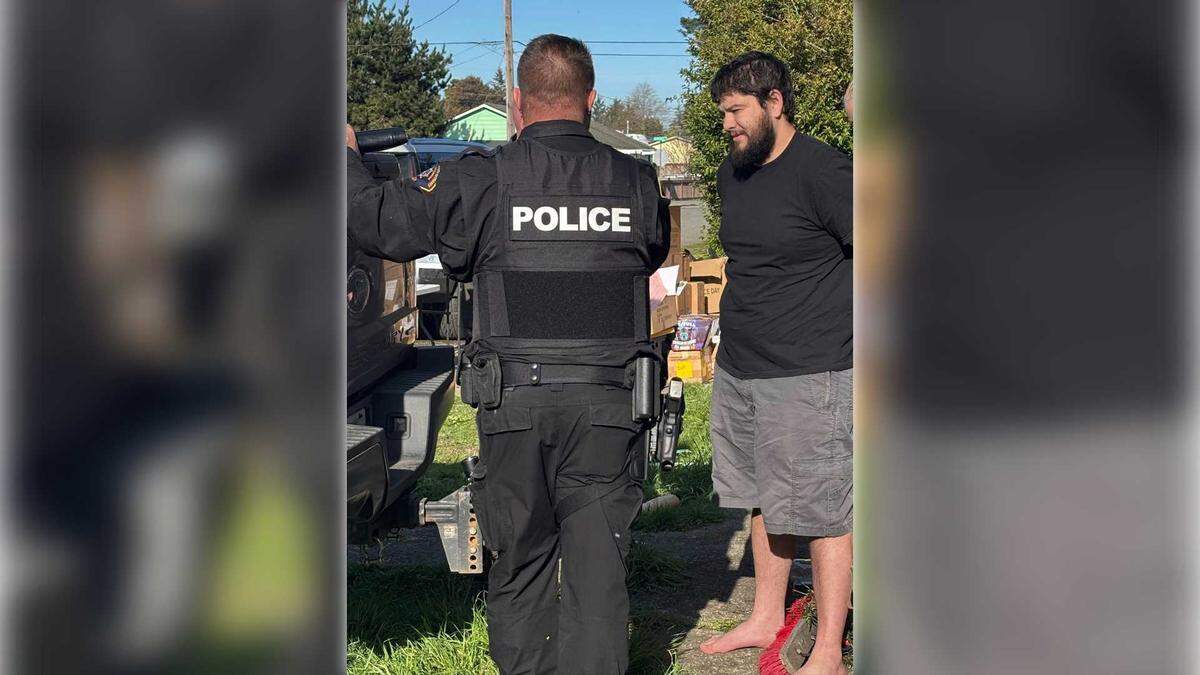 Ronald Botelho III is taken into custody by deputies in Crescent City on suspicion of multiple fireworks and child endangerment charges after Yolo County investigators tracked down a cache of fireworks as part of its ongoing investigation into the deadline Esparto fireworks explosion.