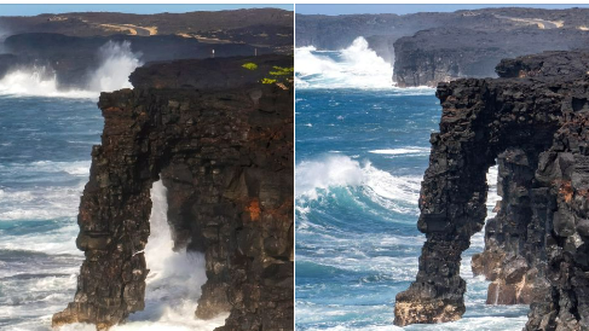 The 90-foot-tall Hōlei Sea Arch in Hawaii Volcanoes National Park lost a key part of its base on earlier this week and is now at risk of collapse, the park says