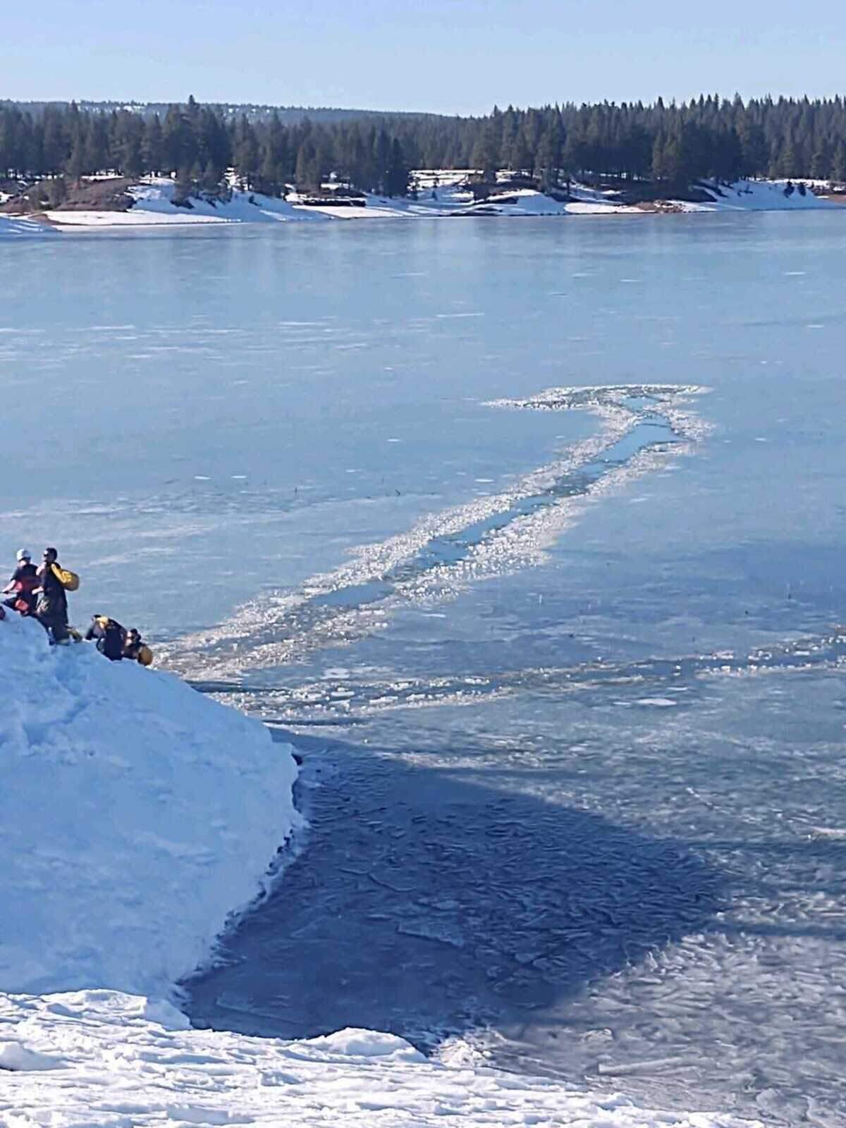 Authorities on Thursday Feb. 10, 2022, rescued a person who fell through the ice into the freezing water of Boca reservoir in Nevada County, California.