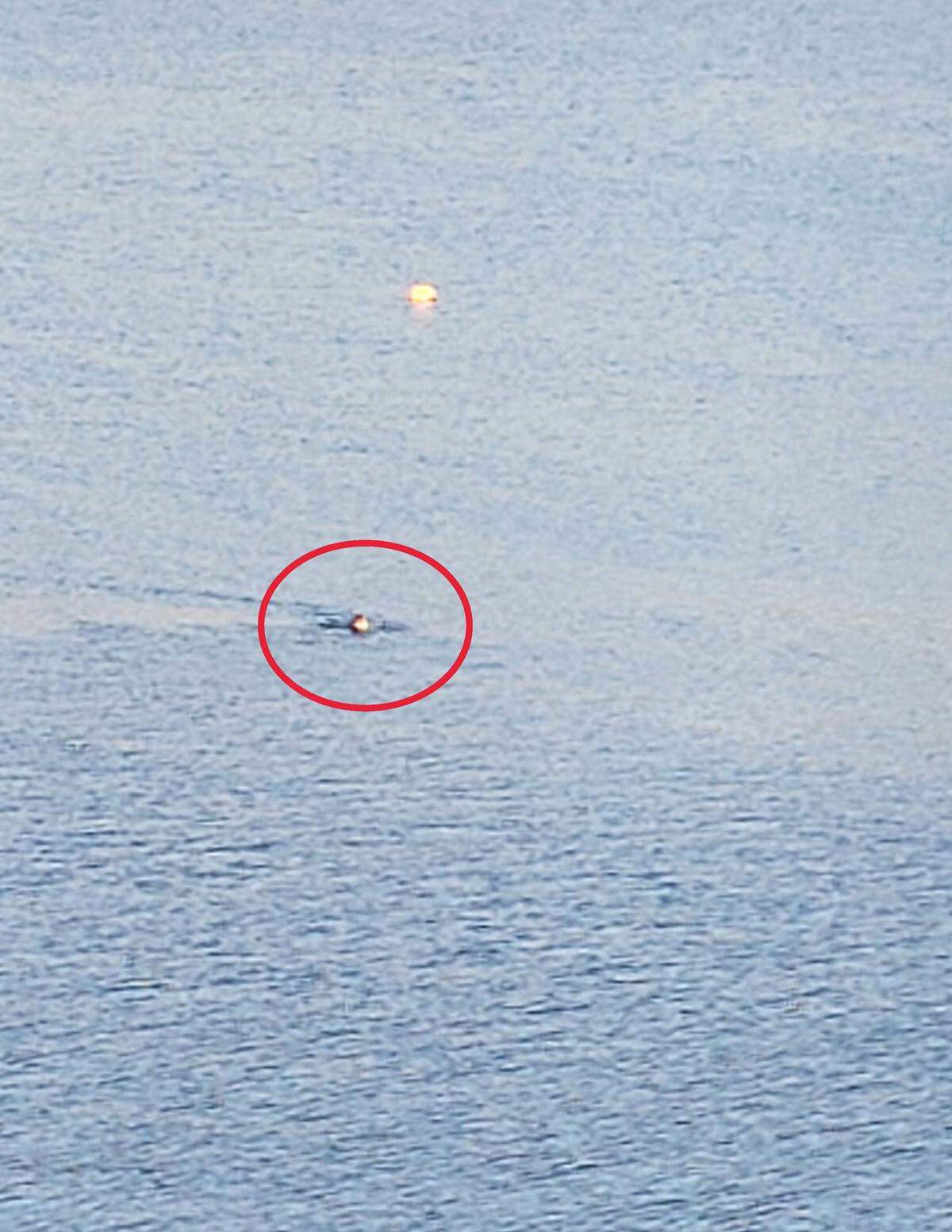 Federal officials say this is a photograph of Matthew Piercey in Lake Shasta as he tried to elude FBI agents who sought to arrest him in an alleged Ponzi scheme.