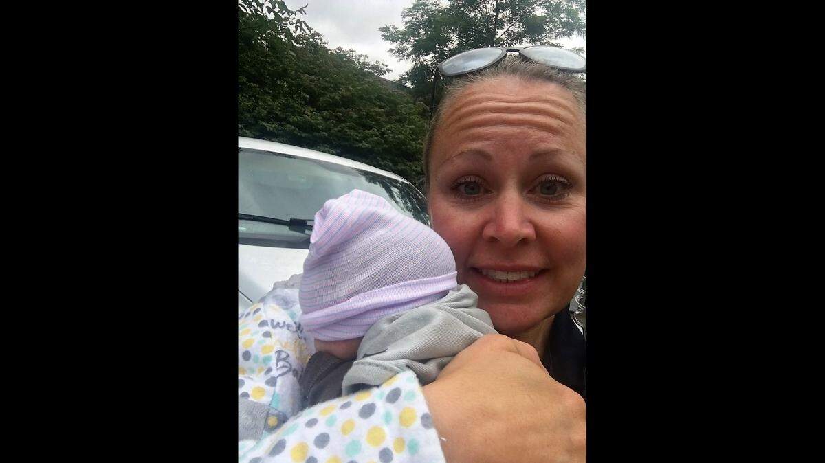 “Today, thanks to the watchful vigilance of a (Portland General Electric) employee, PPB Officer Zaitz was able to find Baby Zee, who was alive and seemed to be doing well,” Portland police said. (Photo from Portland Police Bureau)