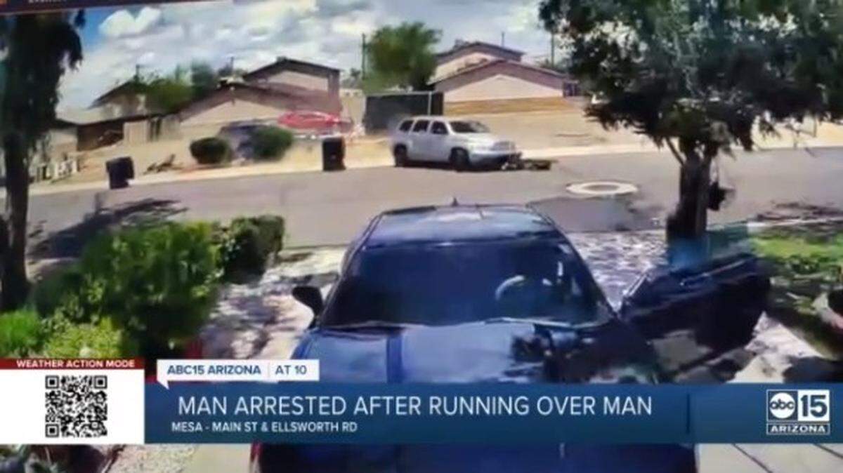 A 63-year-old Mesa man died after a driver rammed him, drove over him again and stomped on his head, until a neighbor held him at gunpoint on Friday, Aug. 12, Arizona police say.