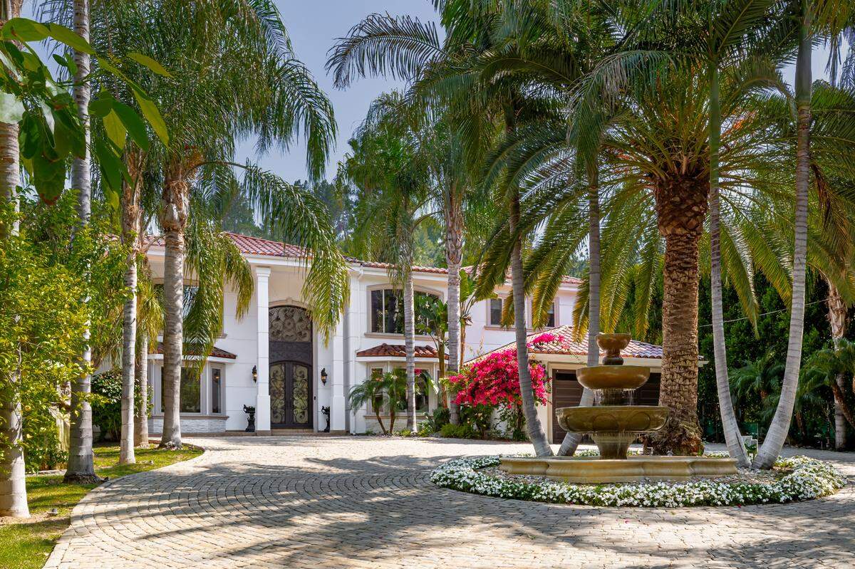 The home in Encino, California, is regal.